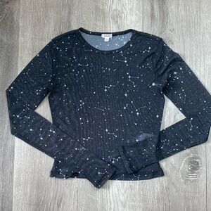 GARAGE Blue Black Cuffed Long Sleeve Tee